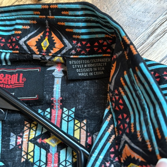 Rock & Roll Denim Modern Fit Western Button Up M - Picture 3 of 5